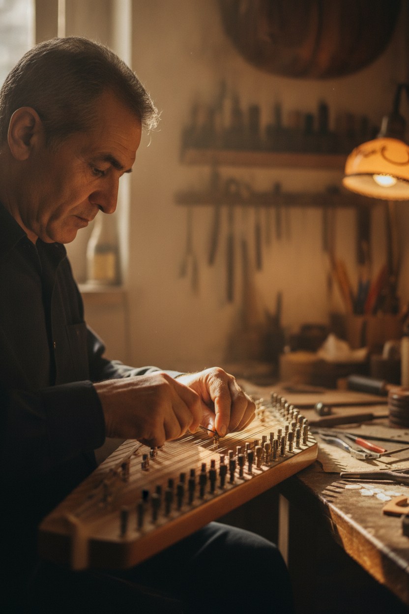 Deniz Uğurlu, mandal ve akort ustası
